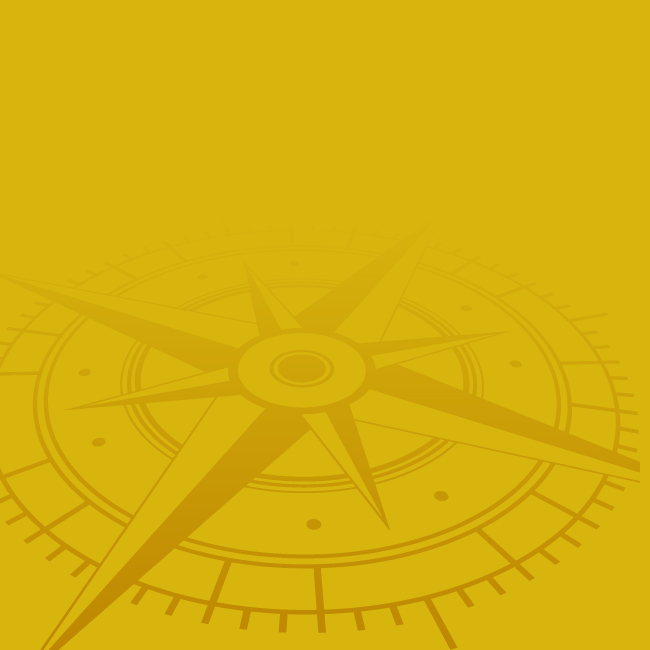 Image with a yellow background and the dark silhouette of a compass rose
